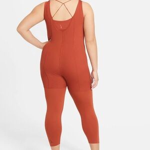 Nike Yoga Luxe Infinalon Layered Jumpsuit Onesie Burnt Orange / Rust 2X